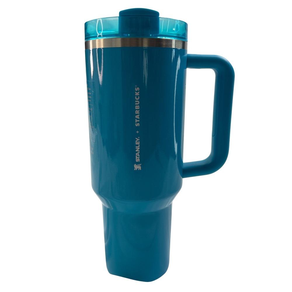 Stanley Starbucks 40oz Quencher H2.0 FlowState Tumbler Cyan Blue Stainless Steel